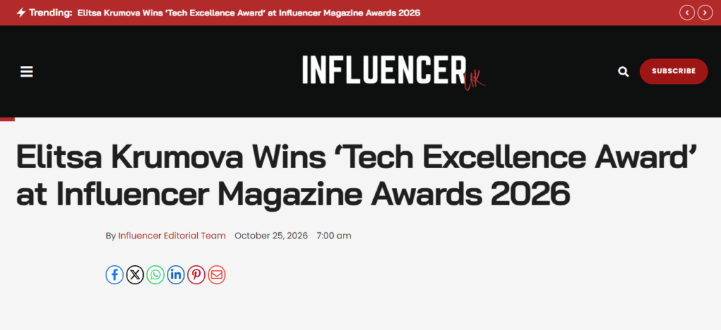 Trending_Elitsa Krumova Wins Tech Excellence Award